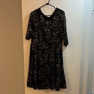 Suzy Shier Black and Gold Floral Dress